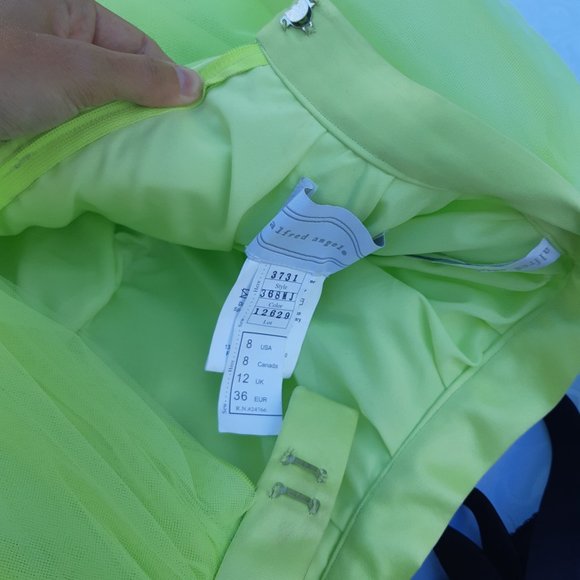 Alfred Angelo Green and Black Prom Gown w/ Lace-Up Corset Style Bodice - Picture 11 of 15